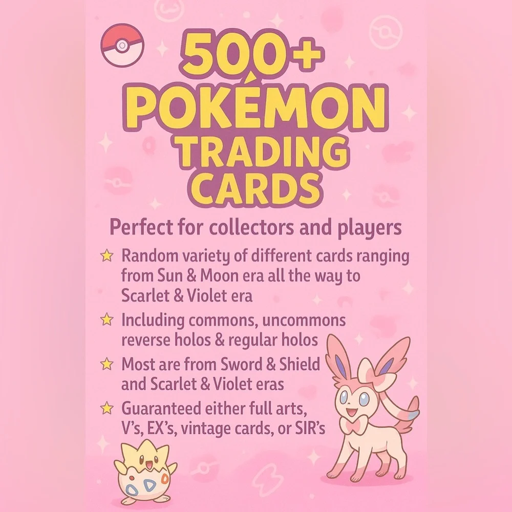 500+ Pokemon Trading Card Lot